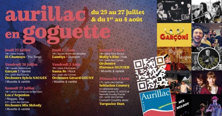 Aurillac en Goguette : deux week-ends de concerts et bals populaires gratuits du 25 juillet au 4 août