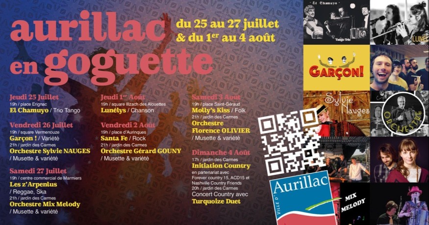 Aurillac en Goguette : deux week-ends de concerts et bals populaires gratuits du 25 juillet au 4 août