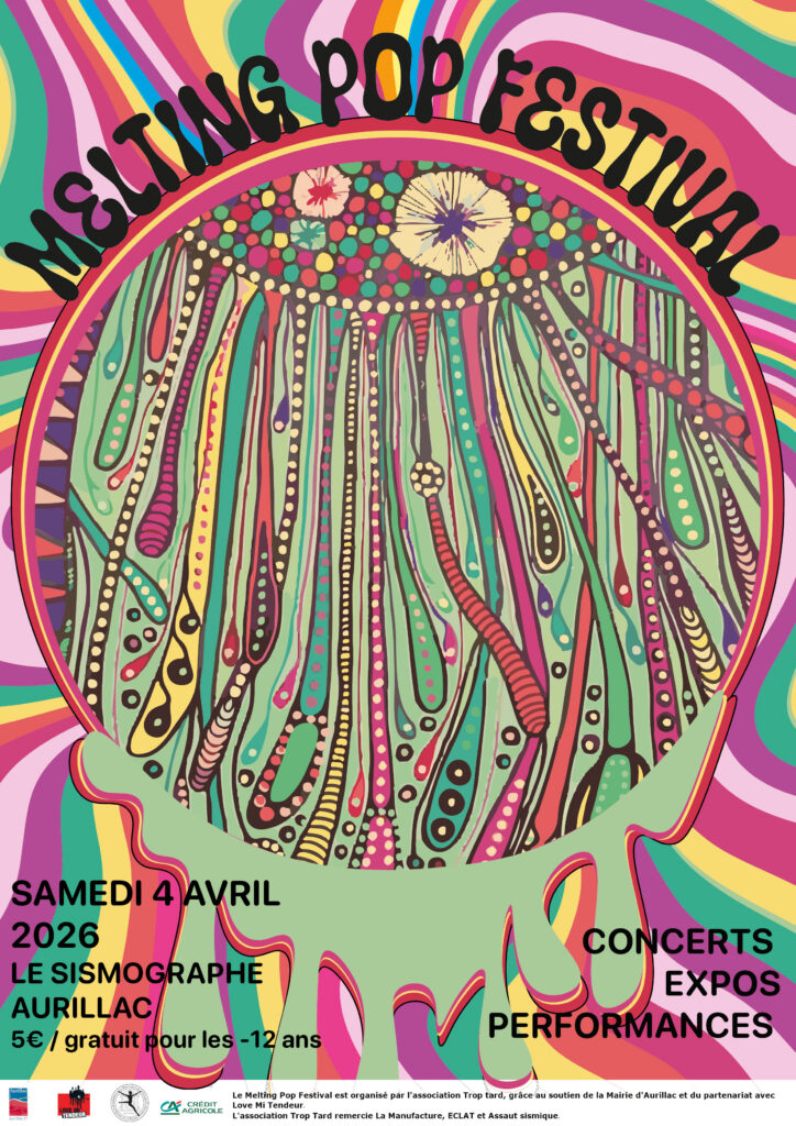 La 3e édition du Melting Pop Festival aura lieu le samedi 4 avril 2026 au Sismographe à Aurillac