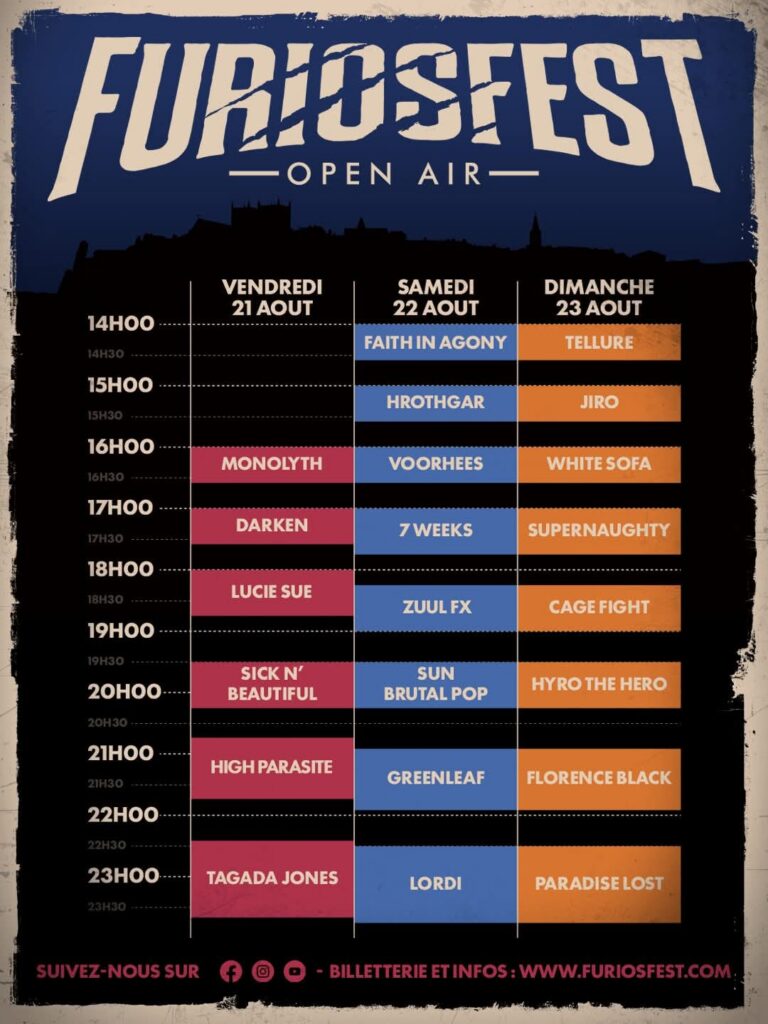 Nouveau format XXL sur trois jours du 21 au 23 août 2026 pour le festival de metal cantalien le Furiosfest